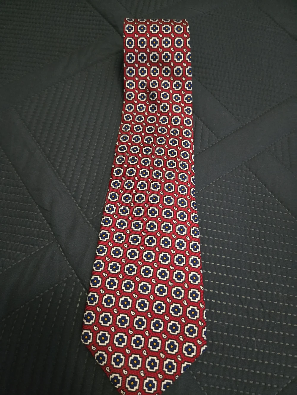 Polo By Ralph Lauren Men's Red Geometric Silk Tie #583